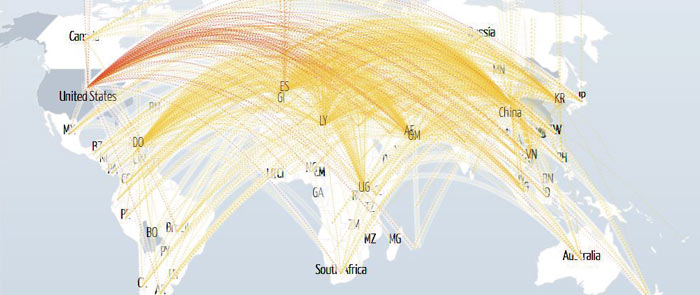 Attacchi DDoS nel mondo in tempo reale
sul sito digitalattackmap.com