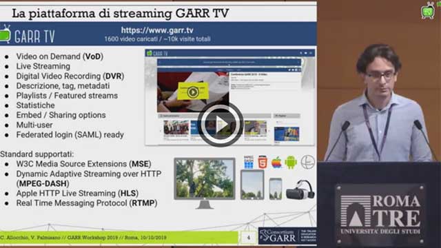 Deployment della piattaforma di streaming GARRtv su infrastruttura GARR cloud - C.Allocchio V.Palmisano - Workshop GARR 2019 Deployment della piattaforma di streaming GARRtv su infrastruttura GARR cloud - C.Allocchio V.Palmisano - Workshop GARR 2019