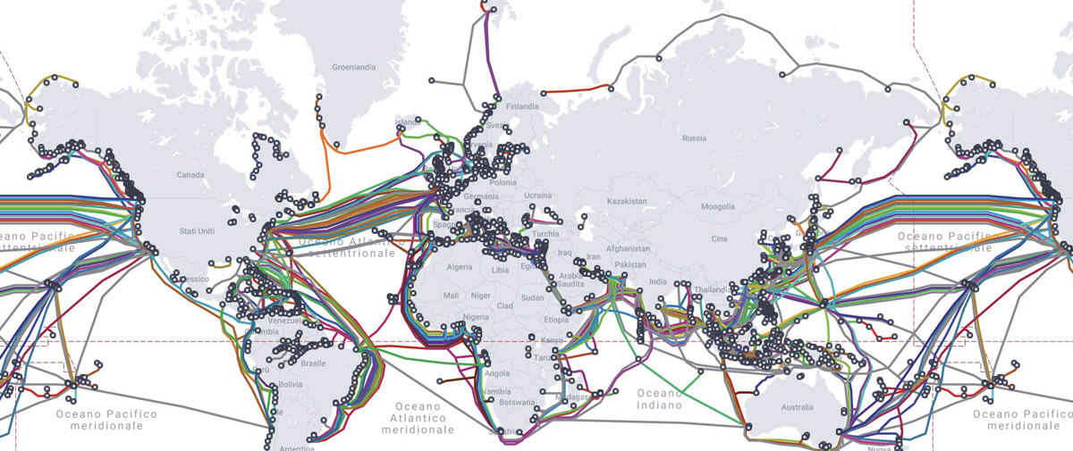 Mappa mondiale dei cavi sottomarini - credits: TeleGeography